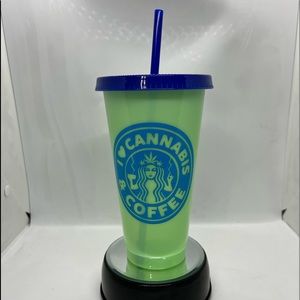 Color Changing Cold Cup 24oz 709ml I HEART CANNABIS & COFFEE NWOT